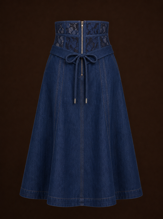 The Inseam Midi Skirt - Indigo Deep Blue Denim